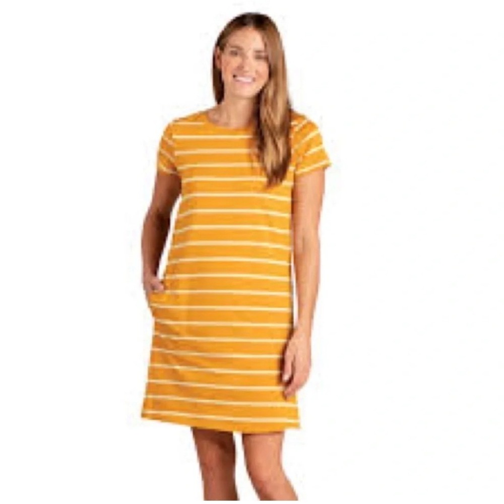 Toad & Co Windmere II Striped Short Sleeve Pocket Shift Dress size Medium